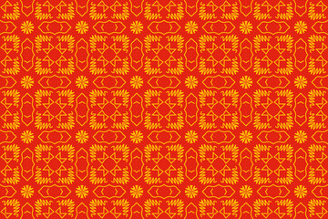 Beautiful wrapping paper in seamless pattern design isolated on red background. 