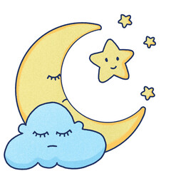 The moon and stars the clouds sleep