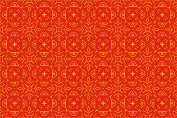 Chinese seamless pattern texture background. Seamless floral lines pattern background in asian oriental style. Geometric creative abstract red and gold pattern background print. 