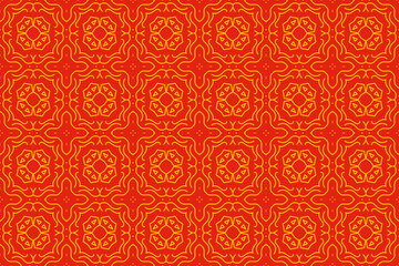 Chinese seamless pattern texture background. Seamless floral lines pattern background in asian oriental style. Geometric creative abstract red and gold pattern background print. 