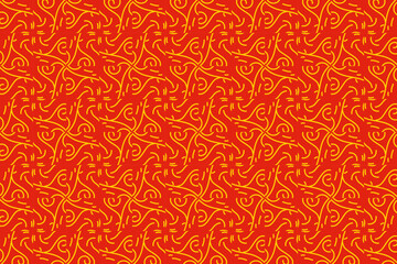 Chinese seamless pattern texture background. Seamless floral lines pattern background in asian oriental style. Geometric creative abstract red and gold pattern background print. 