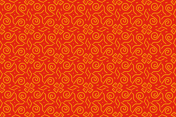 Seamless traditional pattern in red and gold color.