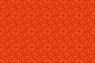 Fototapeta premium Seamless traditional pattern in red and gold color.