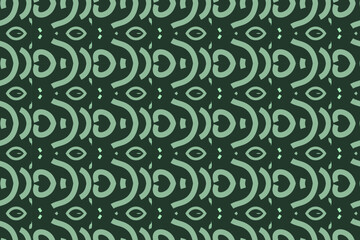 Ethnic pattern with floral and petal motifs in green color