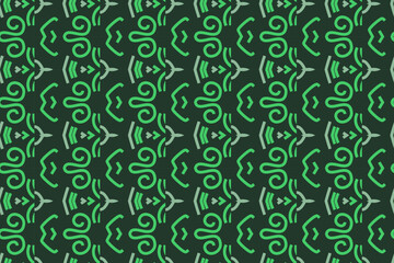 Ethnic pattern with floral and petal motifs in green color