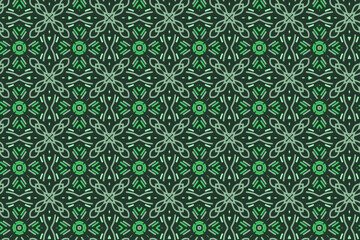 Vector geometric seamless patterns. Dark green backgrounds with modern minimal motifs. Abstract geometrical textures. Simple pattern design decor, warping papper