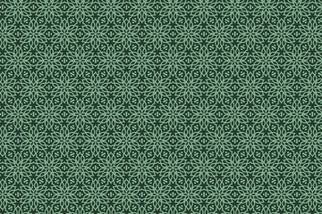Ethnic pattern in green color. Seamless pattern vector illustration.