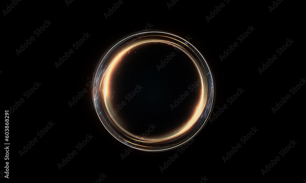Wall mural glow swirl light effect. circular lens flare. abstract rotational lines on transparent background