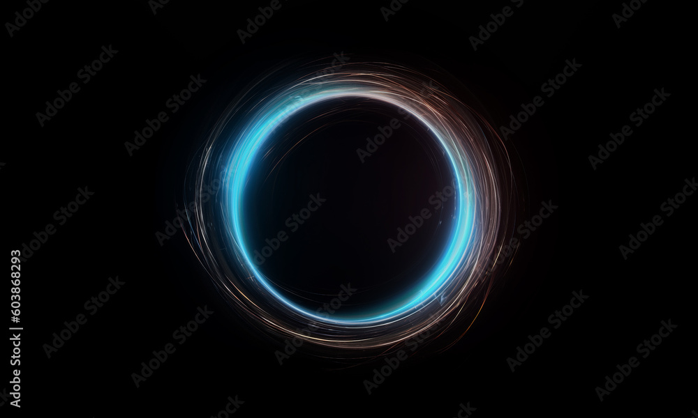 Wall mural glow swirl light effect. circular lens flare. abstract rotational lines on transparent background