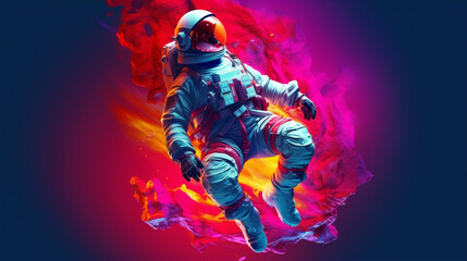Psychedelic Astral Soar: A Vibrant Journey of Saluting Space Exploration
