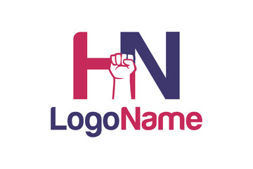 Hand fist and HN letter concept. Very suitable in various business purposes also for icon, logo, symbol and many more.