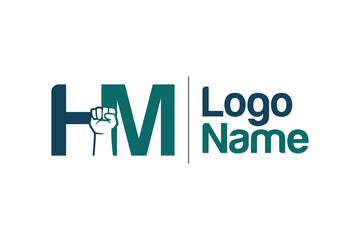 Hand fist and HM letter concept. Very suitable in various business purposes also for icon, logo, symbol and many more.