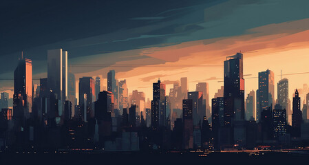 Evening big city landscape  (Created by AI)