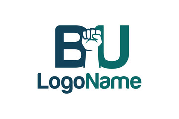 Hand fist and BU letter concept. Very suitable in various business purposes also for icon, logo, symbol and many more.