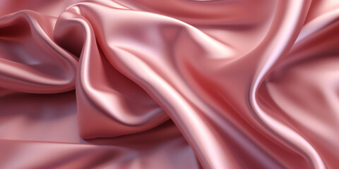 Dusky rose silk satin background, elegant wavy fold by generative AI tools