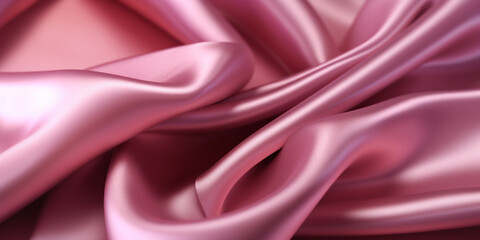 Obraz premium Dusky rose silk satin background, elegant wavy fold by generative AI tools