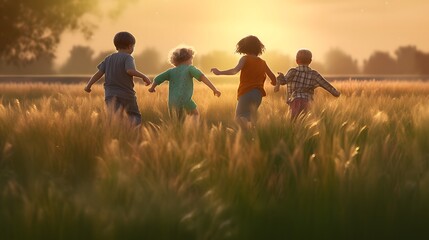 A picture of children playing on field celebrate children's day