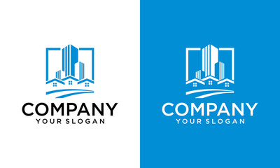 Building logo illustration vector graphic design in line art style. Good for brand, advertising, real estate, construction, house, home
