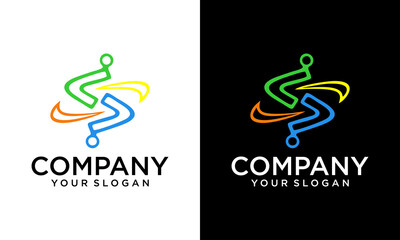 The letter S is made up of an arrangement of dots. Futuristic and playful logo. Perfect for logos for tech companies such as computers, internet, crypto currency, artificial intelligence, etc.