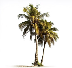Fototapeta na wymiar Image of coconut tree on a white background. illustration, generative AI.