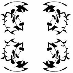 Vector illustration, line art of leaves and twigs