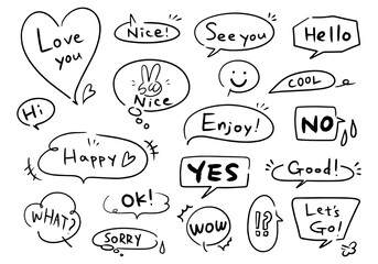 かわいい手描きの吹出しセット