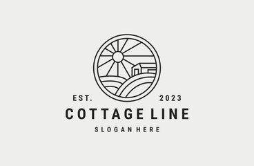 Cottage logo vector icon illustration hipster vintage retro .