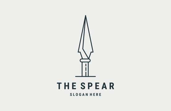 Spear logo vector design template line style .