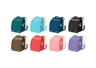 カラフルなランドセルのイラスト　線画なし