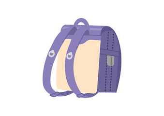 紫色の後ろ向きのランドセルのイラスト　線画なし