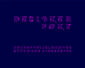 Neon Cyberpunk futuristic Designer font set in vector format