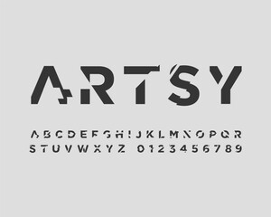 Artsy Glitch Futuristic Digital Font set for Designer in vector format