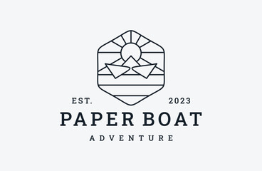 Paper boat logo vector icon illustration hipster vintage retro .