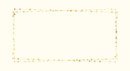 Gold Rectangle Christmas Fairy Lights Frame Border. Abstract golden dots circle pattern frame.