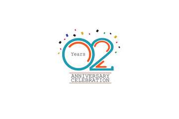 2nd, 2 years, 2 year anniversary 2 colors blue and orange on white background abstract style logotype, vector design for celebration vector