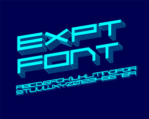 3D depth modern digital font set in vector format