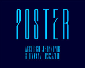 3D emboss Condensed designer font set in vector format