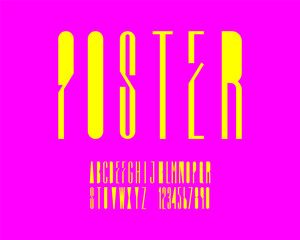 Modern super condensed Designer font set in vector format