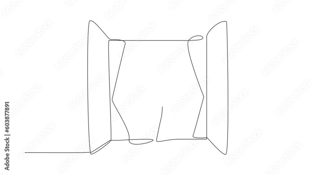 Poster self drawing animation of single line draw arabian woman standing on windowsill with bird in arm. fe