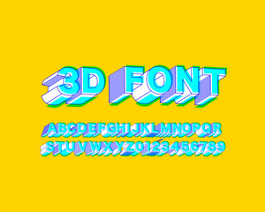 Isometric 3D Font set design with outlined