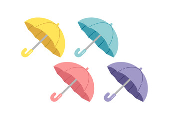 色々なカラーの傘のイラスト　線画なし