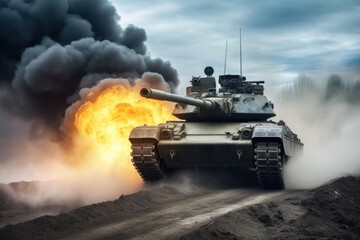 Fototapeta na wymiar Armored Dominance: Power and Precision in the Tank War Zone, generative ai