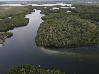 backwater kayaking aerial in Cockroach Bay, in Tampa Bay, Florida