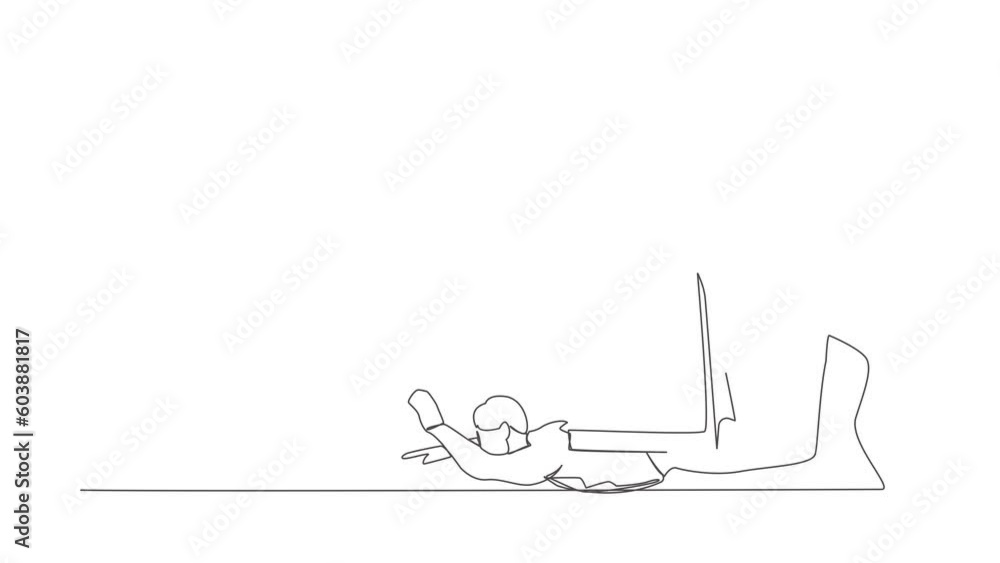 Aufkleber animated self drawing of continuous line draw depressed businessman under heavy calendar burden. tir