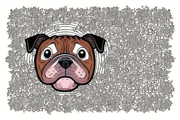 pltn style sticker of a bulldog background-white vector clip art, dog illustration