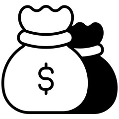money bags solid line icon