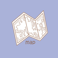 Alphabet M For Map Vocabulary School Digital Stamp Outline