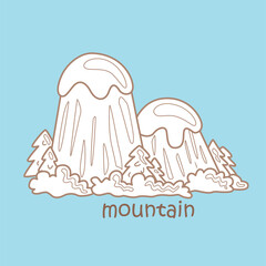 Alphabet M For Mountain Vocabulary School Digital Stamp Outline