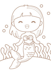 Alphabet M For Mermaid Vocabulary School Coloring Pages A4 for Kids and Adult