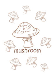 Alphabet M For Mushroom Vocabulary School Coloring Pages A4 for Kids and Adult